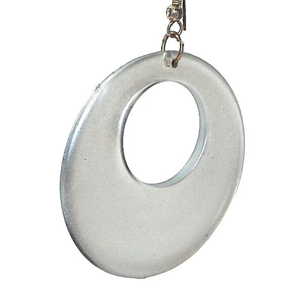 Vintage Shiny Reflective Offset Thick Circle Hoop Earrings - Picture 3 of 7